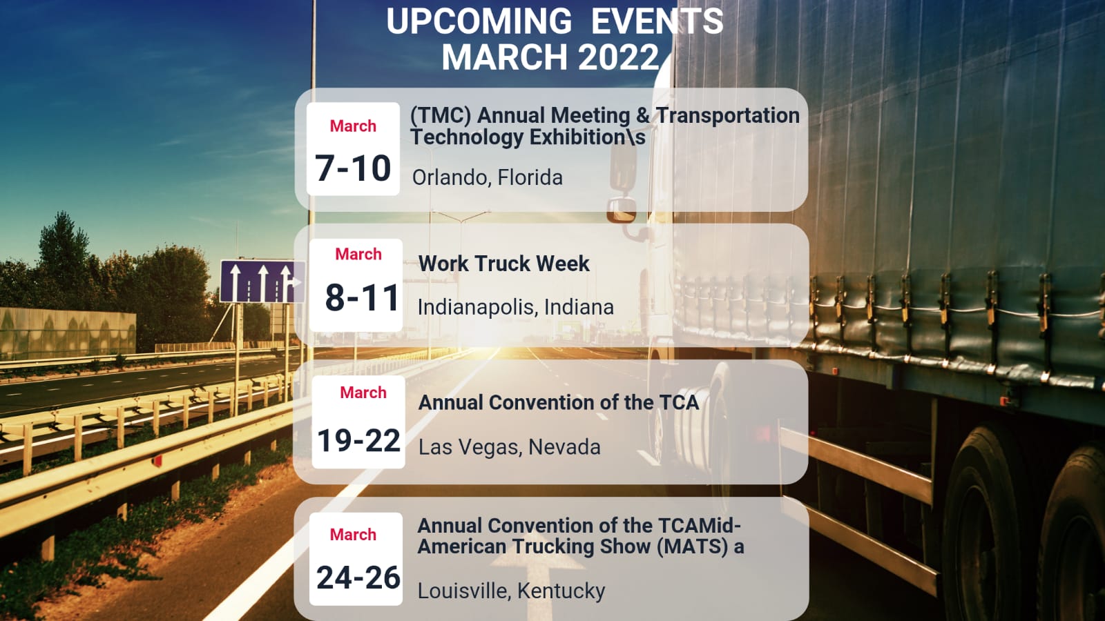Upcoming Trucking Conferences and Trade Shows - March 2022