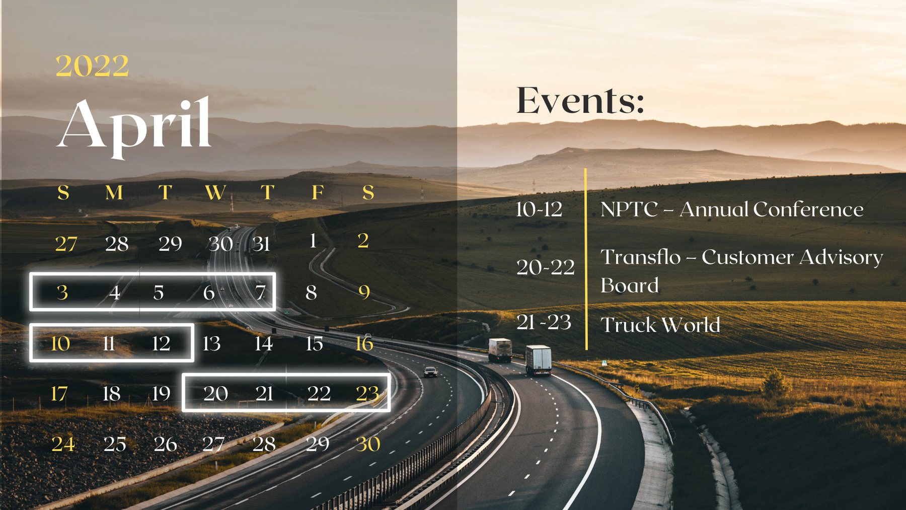 UPCOMING TRUCKING EVENTS APRIL 2022