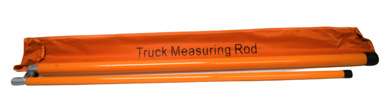 Bright orange 15-foot load height measuring stick with black font, made of lightweight fiberglass, and includes a black carrying case.