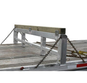 Aluminum load leveler measuring 5 inches long, 100-7/8 inches wide, and 20 inches high; 20,000-pound capacity, adjustable stake pocket post, suitable for 20-inch drop step deck trailers.