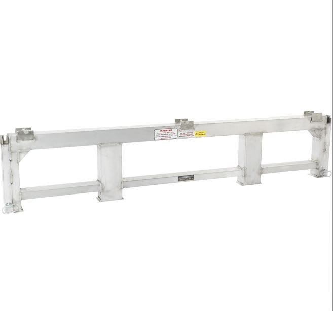 Aluminum load leveler measuring 5 inches long, 100-7/8 inches wide, and 20 inches high; 20,000-pound capacity, adjustable stake pocket post, suitable for 20-inch drop step deck trailers.