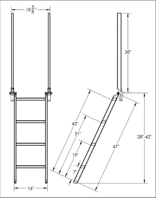 Aluminum EZ Deck Step® trailer ladder by HD Ramps, featuring pin clamp attachment, caster wheels, and 375-pound weight capacity.