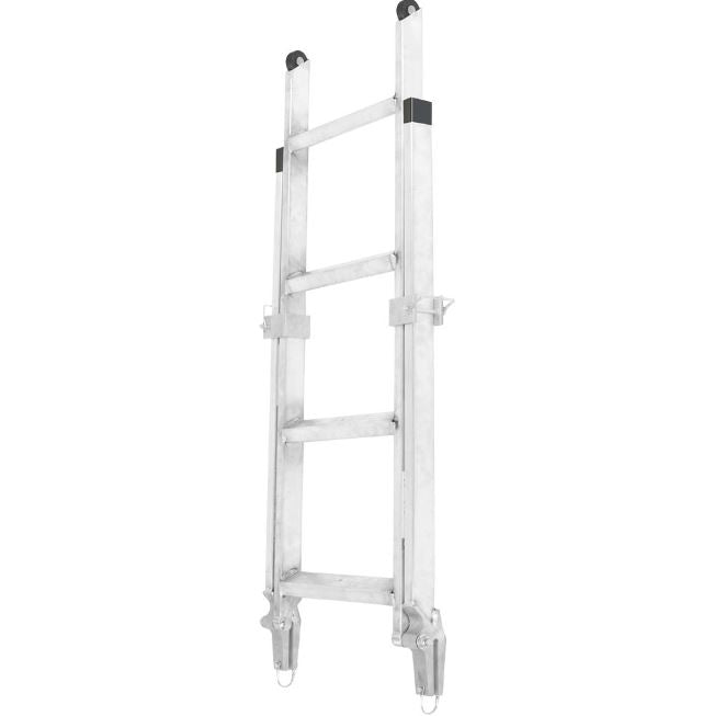 Aluminum EZ Deck Step® trailer ladder by HD Ramps, featuring pin clamp attachment, caster wheels, and 375-pound weight capacity.