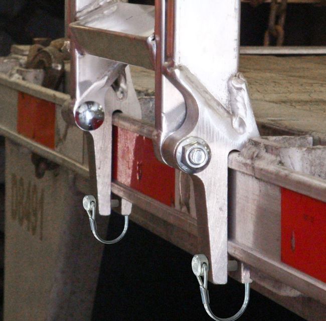 Aluminum EZ Deck Step® trailer ladder by HD Ramps, featuring pin clamp attachment, caster wheels, and 375-pound weight capacity.