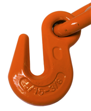 Kinedyne orange ratchet style chain binder for 3/8" to 1/2" chains, 9,200 lbs working load limit, 15-inch width, 24-inch length, 12.9 lbs weight.
