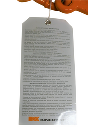 Kinedyne orange ratchet style chain binder for 5/16" to 3/8" chains, 5,400 lbs working load limit, 15-inch width, 25-inch length, 11.8 lbs weight.