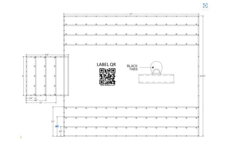 tarp plan 24' x 27' 14oz RipSTOP Lumber Tarp w 8' Flap