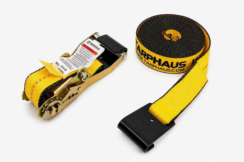 2" x 30' Ratchet Strap with Flat Hooks-Gold
