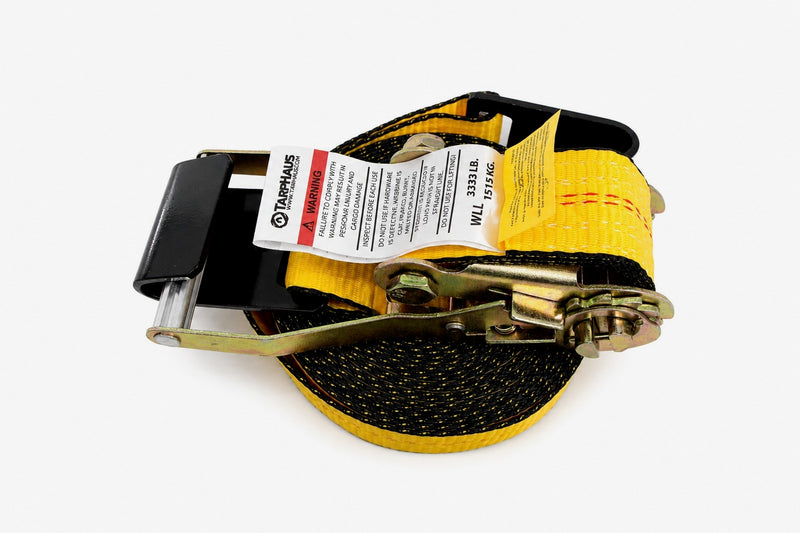 2" x 30' Ratchet Strap with Flat Hooks-Gold