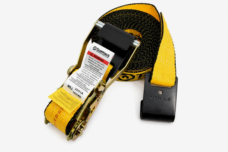 2" x 30' Ratchet Strap with Flat Hooks-Gold