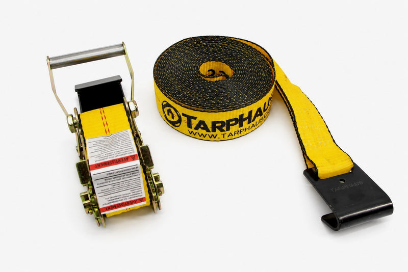 2" x 30' Ratchet Strap with Flat Hooks-Gold