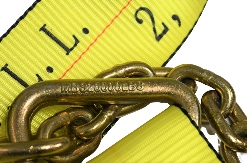 4” x 30’ Ratchet Strap w Chain Anchor