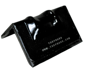 TarpHaus 4-inch steel corner edge protector made from 12-gauge galvanized steel with rubber backing, designed to prevent chain slippage and protect cargo; meets CVSA and DOT specifications.