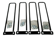 TarpHaus Cab Rack U-Bolt Install Kit featuring 4 U-bolts, tie plates, and nuts; dimensions: 19-5/8 inches long by 3-21/32 inches wide.