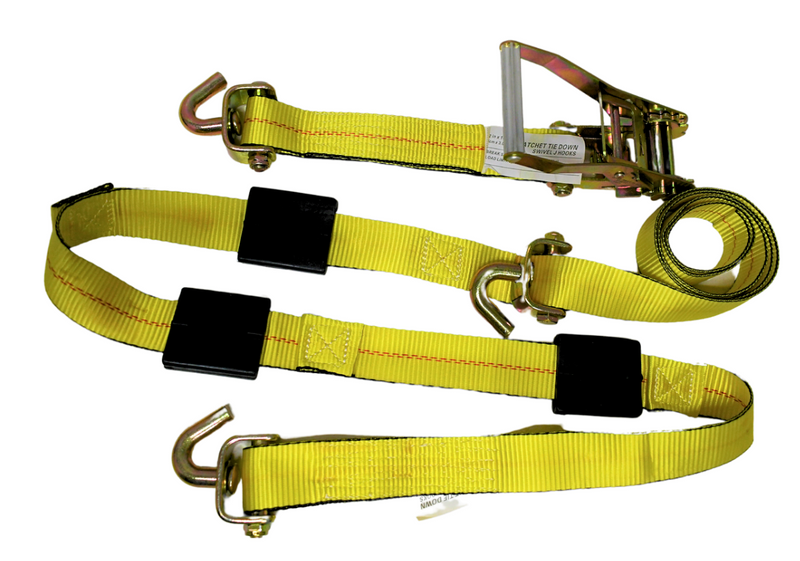 tarp tie down straps 2" x 10' Over the Wheel Ratchet Strap w/ (3) Rubber Blocks and (3) Swivel Finger Hooks