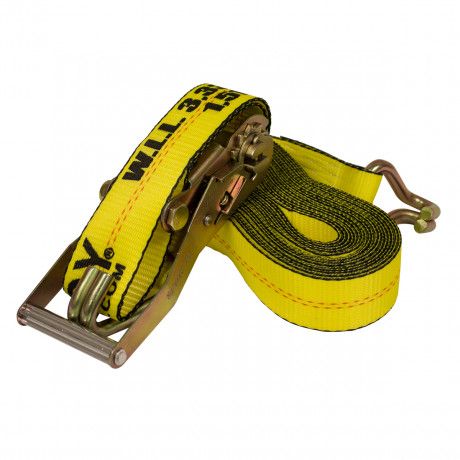 2" x 30' Yellow Ratchet Strap with Wire Hooks