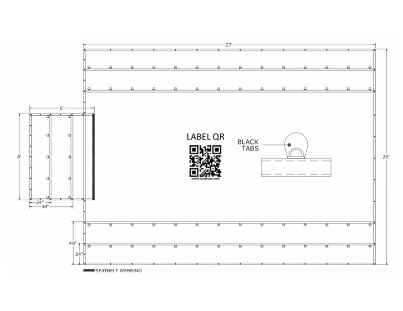 20' x 27' 15oz Vinyl Steel Tarp with 6’ Flap